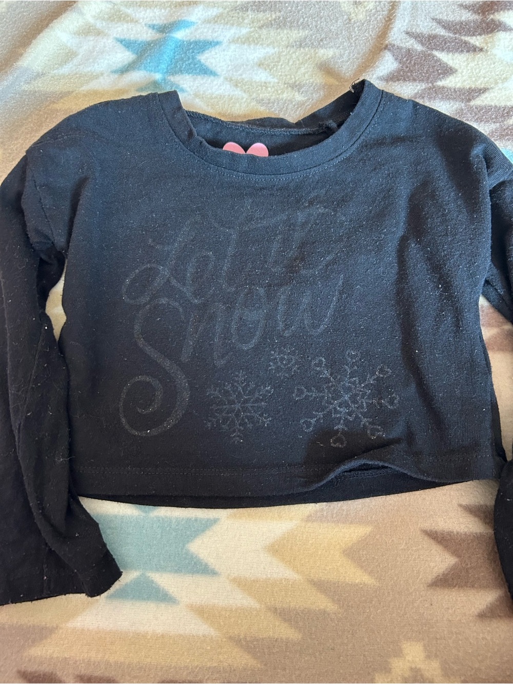 Kids Black Long-Sleeve Graphic Top - 'Let It Snow'